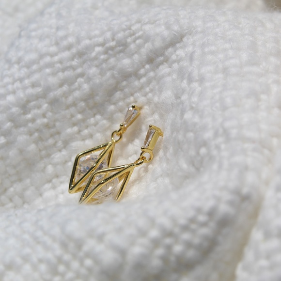 Sterling Silver Diamond Hollow Stud Tassel Earrings - Picture 7 of 13